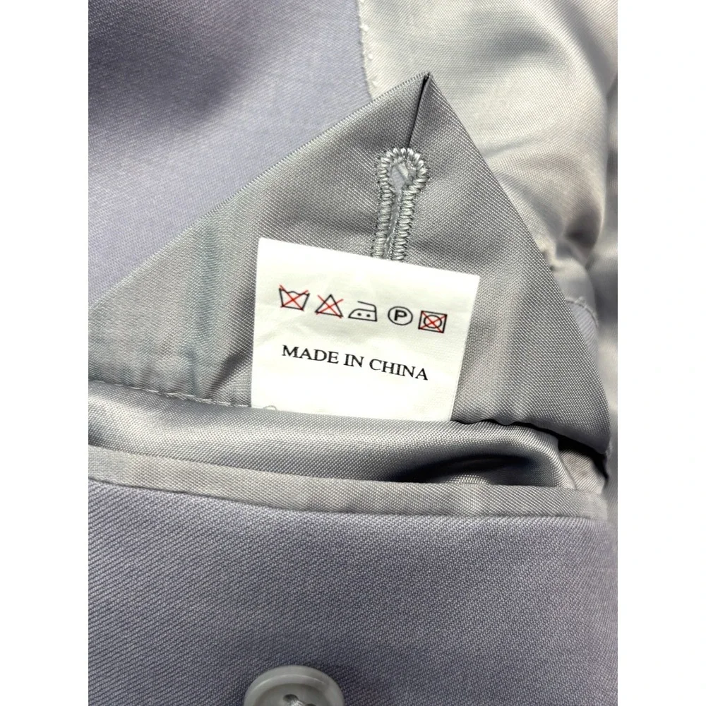 vtg Studio Milano Italy 40S 34x29 Gray 2pc Pant Suit 100% Wool Pleated‎ Cuffed
